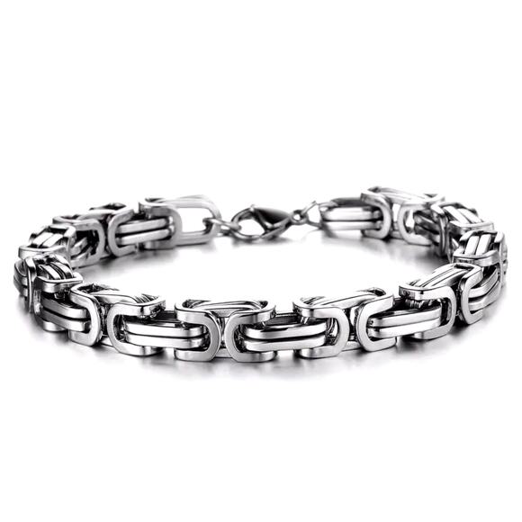 Unisex Classic Box Chain Bracelet Silver on Silver - Picture 1 of 6